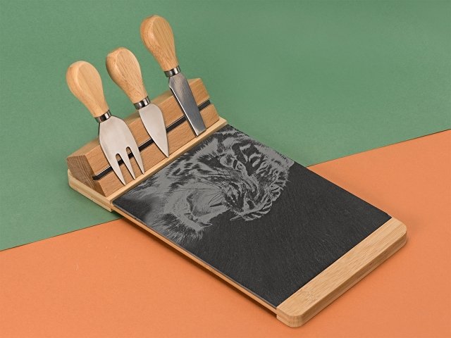 Набор для сыра из сланцевой доски и ножей Bamboo collection "Taleggio" (Р)