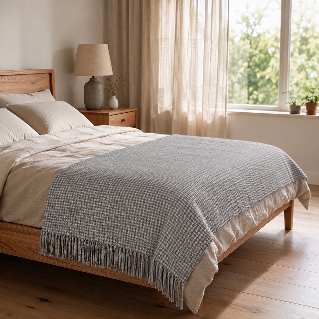 Акриловый плед Harp 130x180 см, белый/холодный серый