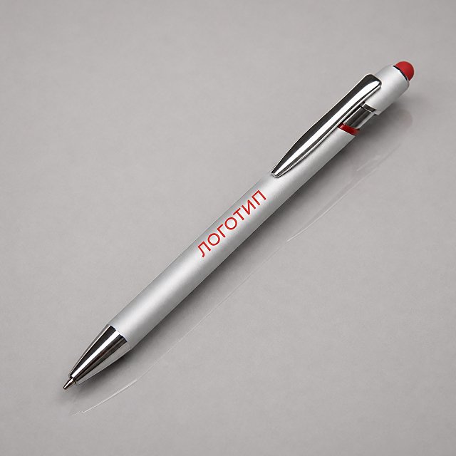 Ручка-стилус металлическая шариковая "Sway  Monochrome" с цветным зеркальным слоем, серебристый с красным