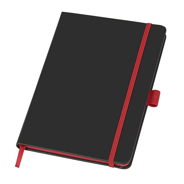 Блокнот "ColorNote Black", твердая обложка A5, 80 листов, черный с красным