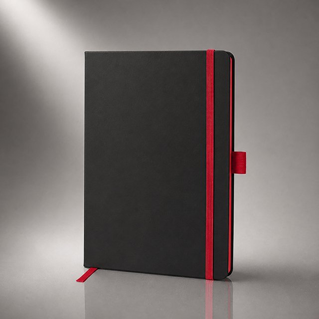 Блокнот "ColorNote Black", твердая обложка A5, 80 листов, черный с красным