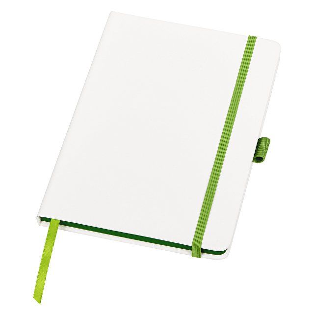 Блокнот "ColorNote White", твердая обложка A5, 80 листов, белый и зеленое яблоко