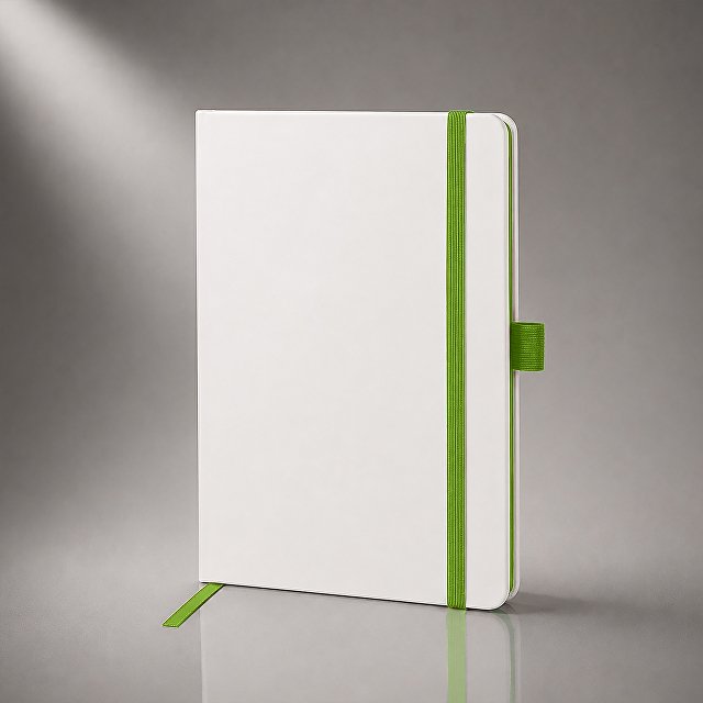 Блокнот "ColorNote White", твердая обложка A5, 80 листов, белый и зеленое яблоко