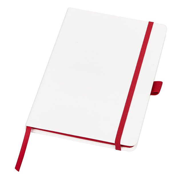 Блокнот "ColorNote White", твердая обложка A5, 80 листов, белый с красным