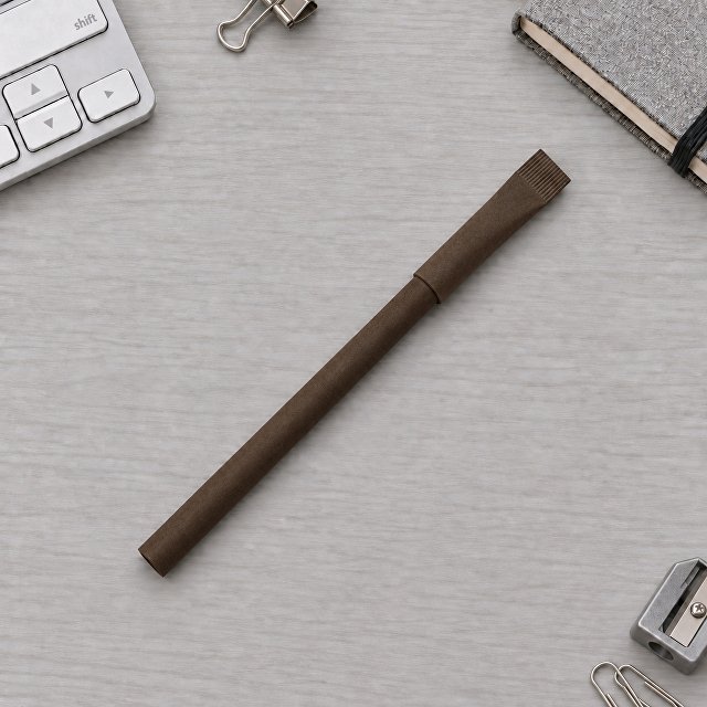 Ручка картонная с колпачком "Recycled", коричневый