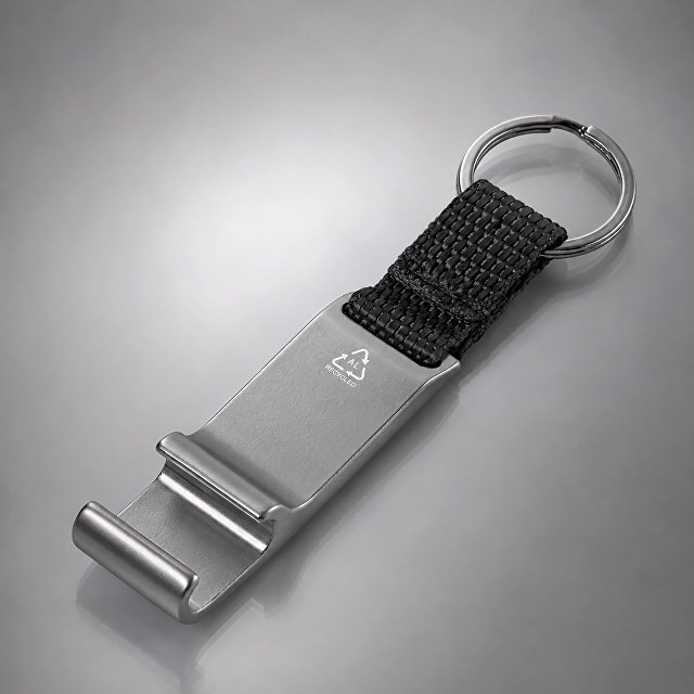 Брелок с подставкой для телефона из переработанного алюминия "Лао", серебристый