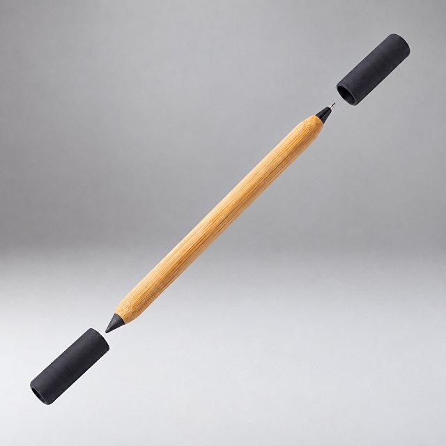 Вечный карандаш и ручка из бамбука "Black bamboo", натуральный и черный