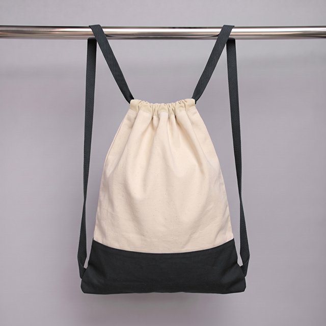 Рюкзак-мешок Cotton из хлопка 170 г, натуральный/черный