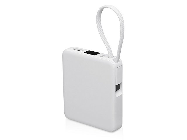 Внешний аккумулятор со встроенным кабелем USB-C «Дэнси», 5000 мАч, белый