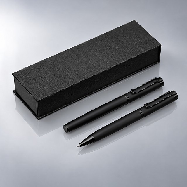 Подарочный набор из 2-х ручек "Black Lama" soft-touch, черный