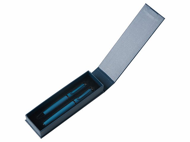 Подарочный набор из 2-х ручек "Black Lama" soft-touch, темно-синий
