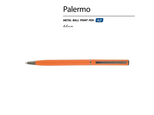 Ручка металлическая шариковая «Palermo», софт-тач, 0.7 мм, оранжевая