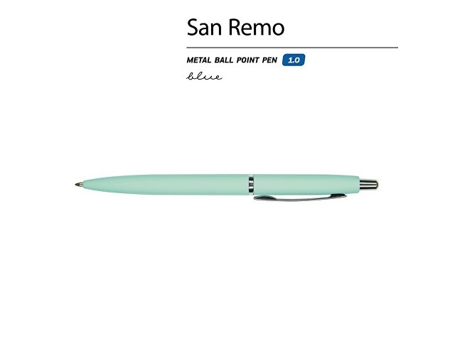 Ручка металлическая шариковая "San Remo", софт-тач, 1.0 мм, мятный