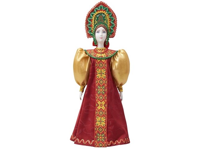 Подарочный набор: кукла фарфоровая, чай "Малина с мятой", красный