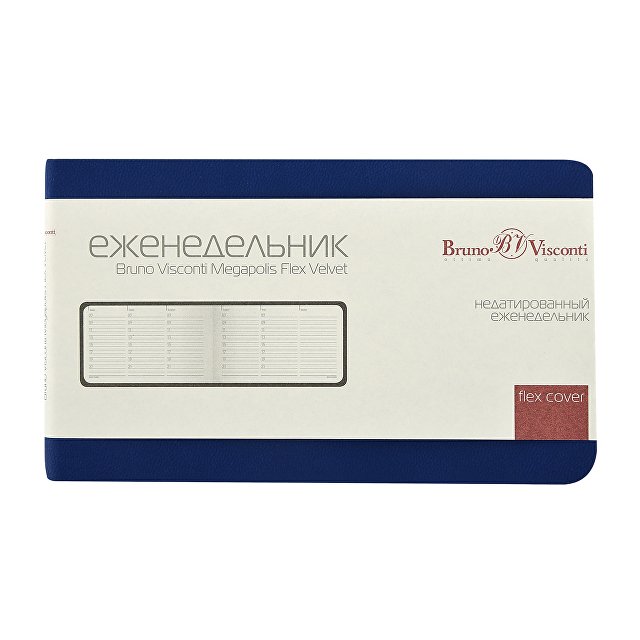 Еженедельник недатированный А6 "Мегаполис Вельвет", синий