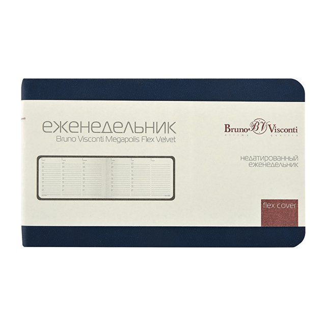 Еженедельник недатированный А6 "Мегаполис Вельвет", темно-синий