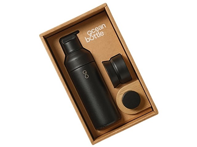 Подарочный набор Ocean Bottle 3-в-1 объемом 500 мл - Obsidian Black