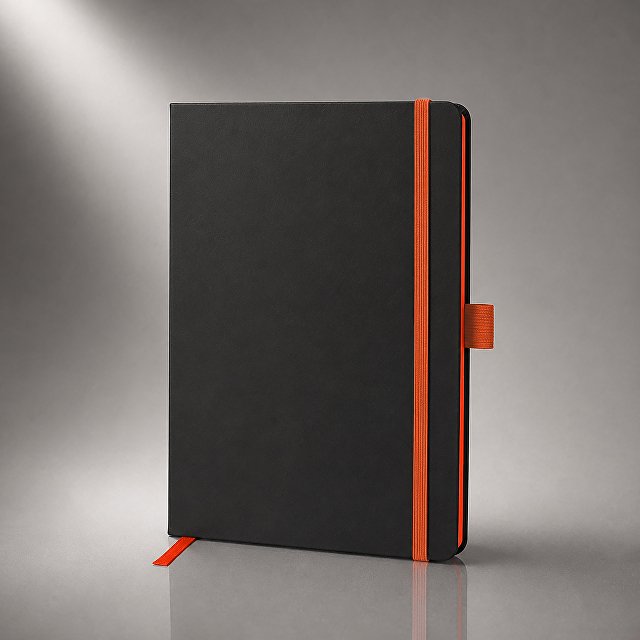Блокнот "ColorNote Black", твердая обложка A5, 80 листов, черный с оранжевым