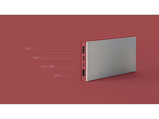 Внешний аккумулятор Rombica NEO ARIA Claret, 10000 мАч, Soft-touch, PD, QCharge, Type-C, бордовый (Р)
