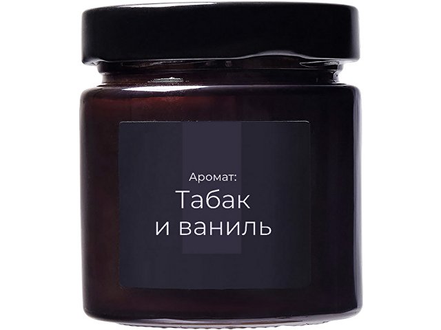 Свеча в стеклянной коричневой банке 200мл, аромат "Табак и ваниль", фитиль деревянный