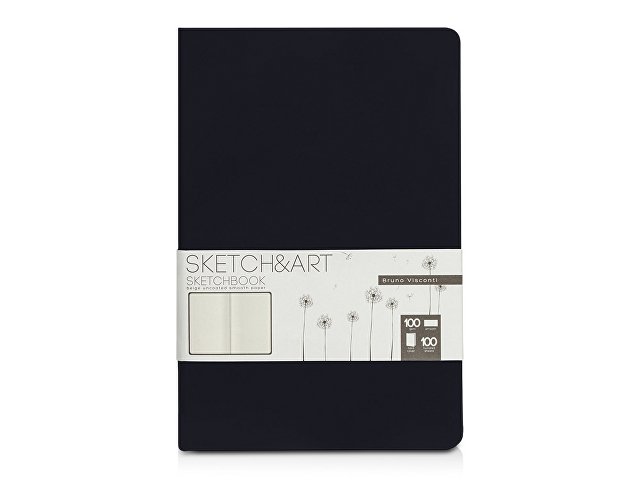 Скетчбук "Sketch & Art" в твердом переплете 143х216 мм, 100 л. черной бумаги 100 г/м2, черный