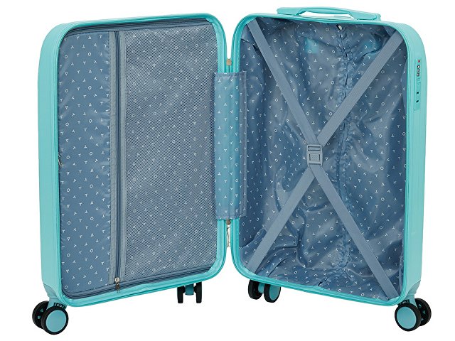 Чемодан TORBER В Отпуск, бирюзовый, ABS-пластик, 41 х 25 х 61 см, 48 л, 2,7 кг