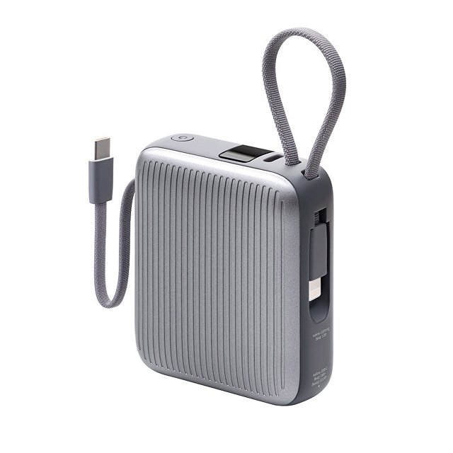 Внешний АКБ NRG Turbo Cable 10000 mAh, 22,5Вт, графит, Deppa