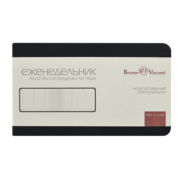 Еженедельник недатированный А6 "Мегаполис Вельвет", черный