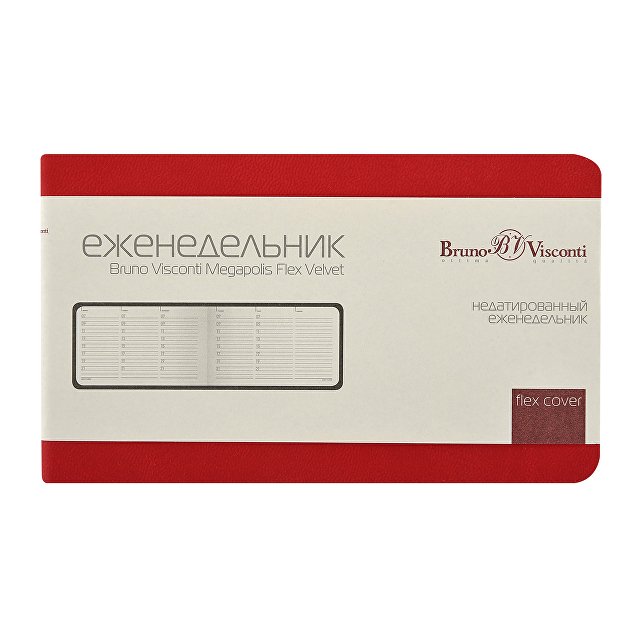Еженедельник недатированный А6 "Мегаполис Вельвет", красный