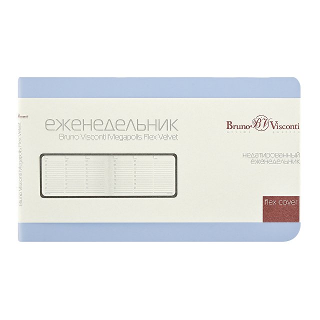 Еженедельник недатированный А6 "Мегаполис Вельвет", зефирный голубой