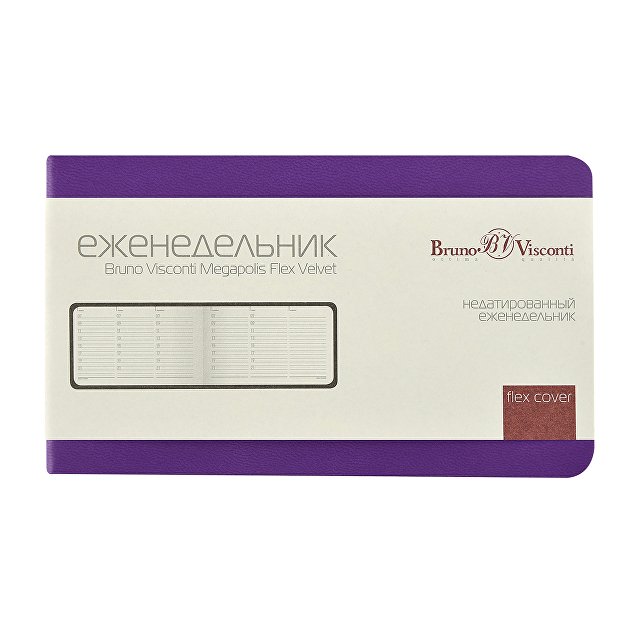 Еженедельник недатированный А6 "Мегаполис Вельвет", зефирный фиолетовый