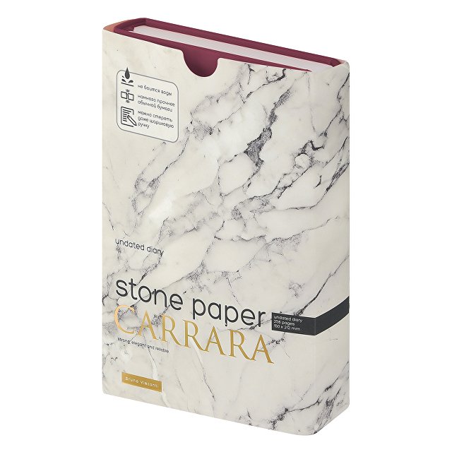 Ежедневник с каменной бумагой недатированный А5 "Carrara", бордовый