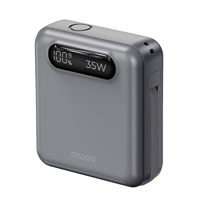 Внешний АКБ NRG Turbo Cable 10000 mAh, 35Вт, графит, Deppa