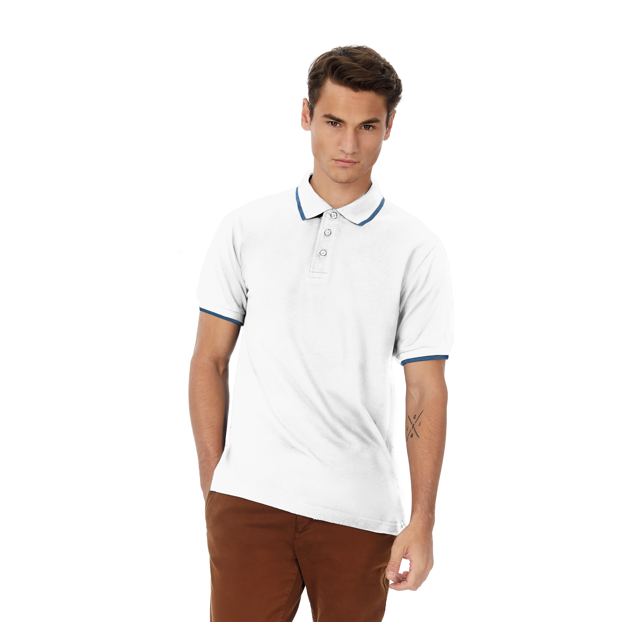 Футболка теннисная Safran Sport, белый с синим, XXL