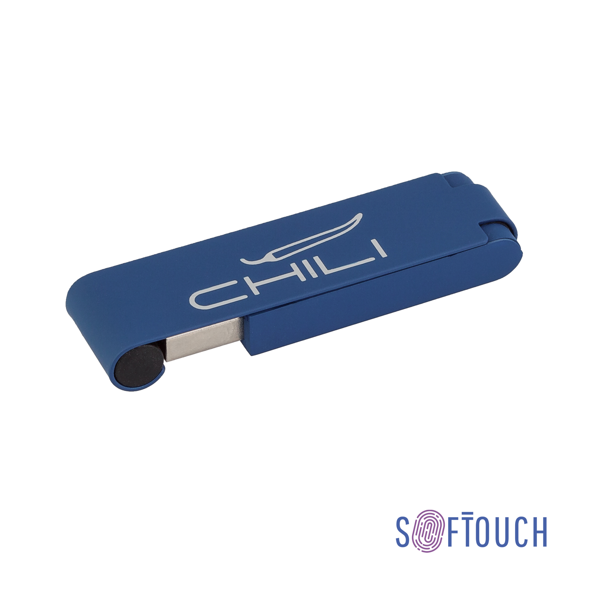 Флеш-карта "Case" 8GB, покрытие soft touch, темно-синий