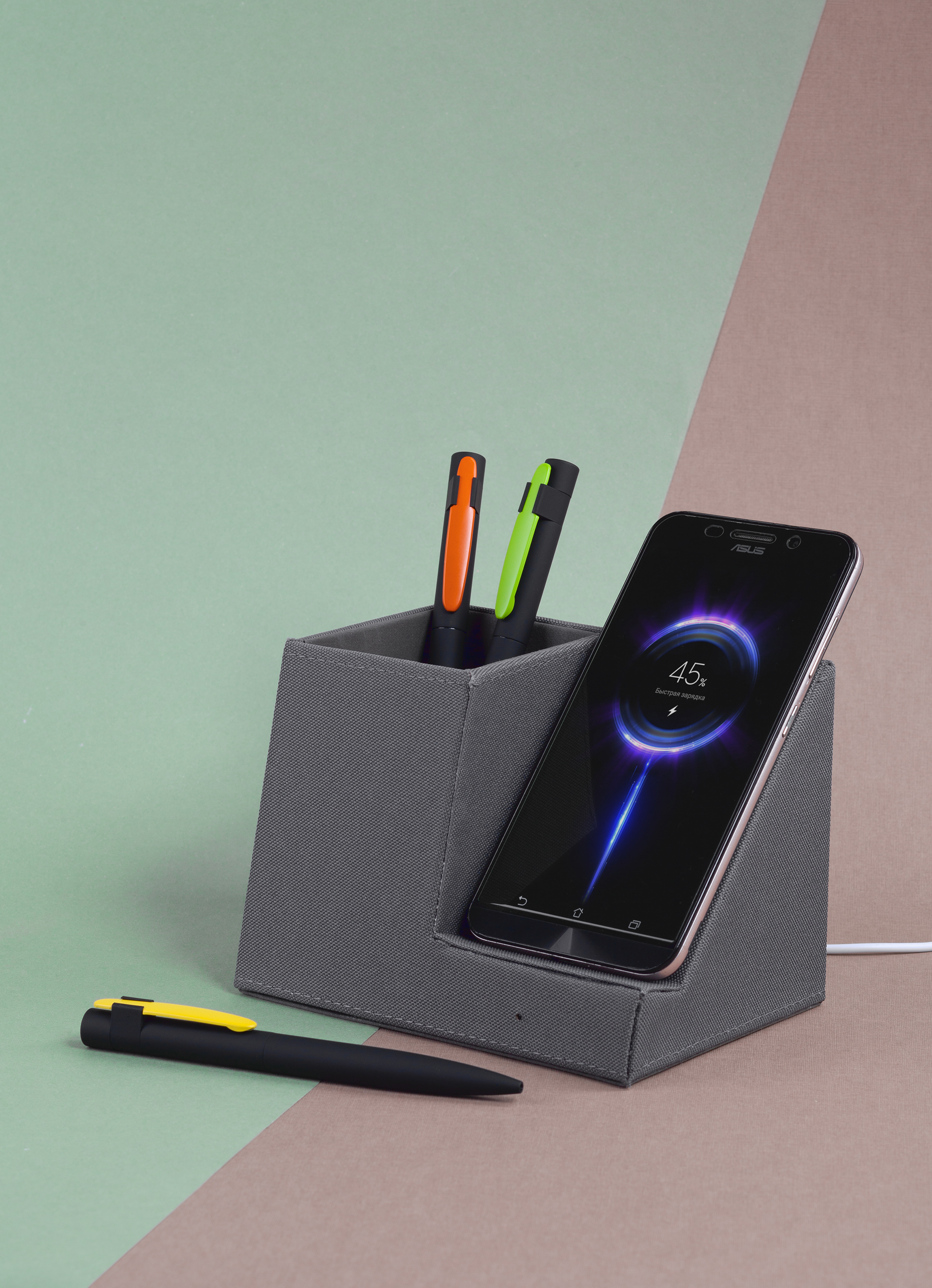 Ручка шариковая "Lip", покрытие soft touch, черный с оранжевым