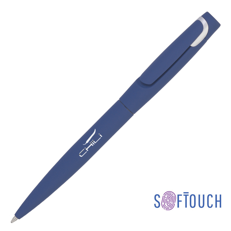Ручка шариковая "Saturn" покрытие soft touch, темно-синий с серебристым