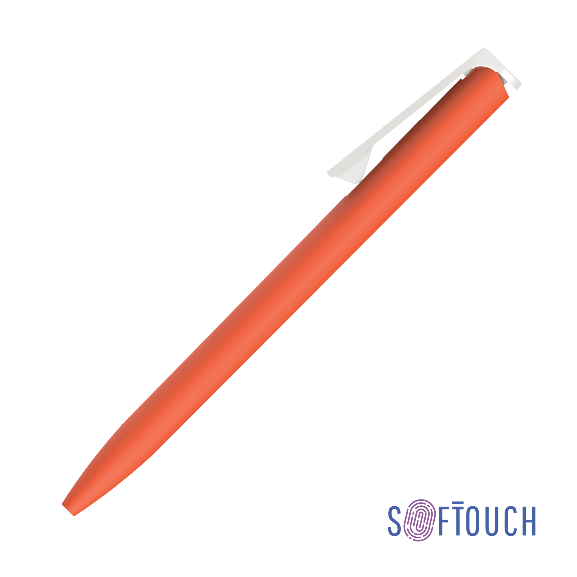 Ручка шариковая "Clive", покрытие soft touch, оранжевый с белым