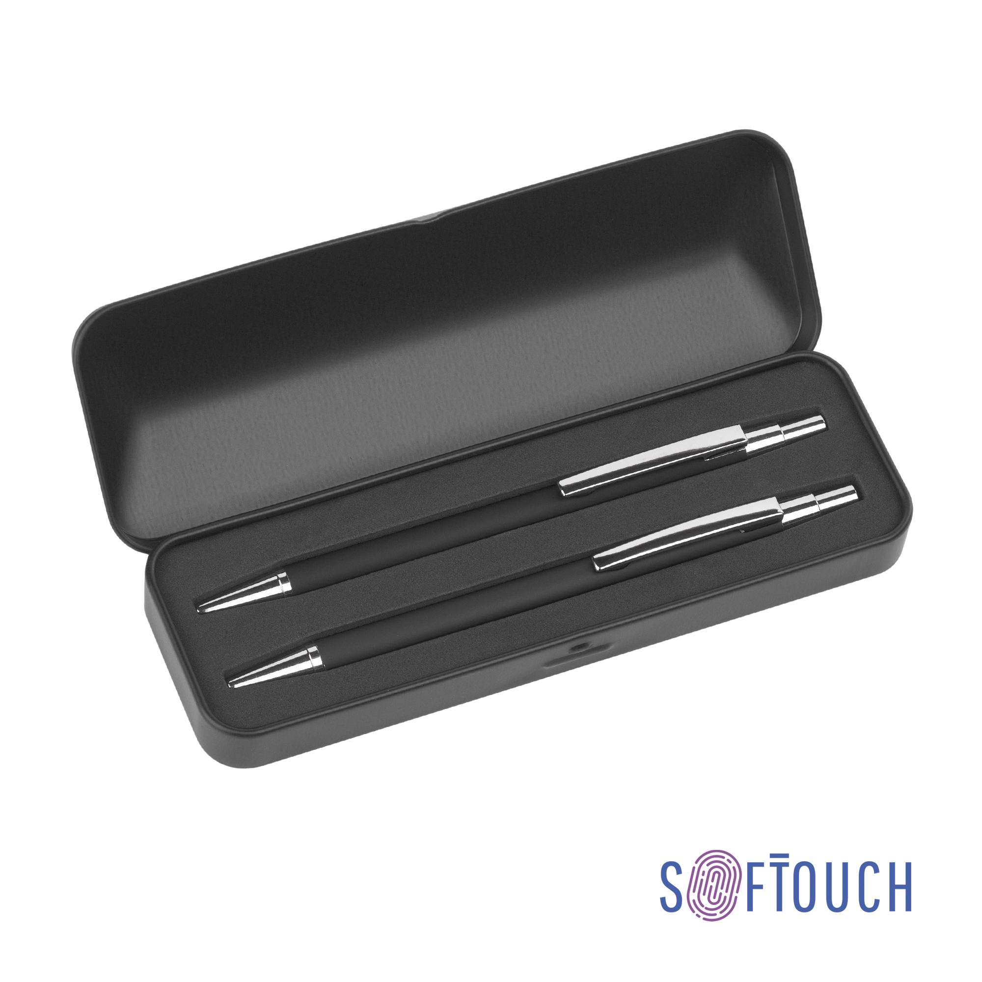 Набор "Ray" (ручка+карандаш), покрытие soft touch, черный