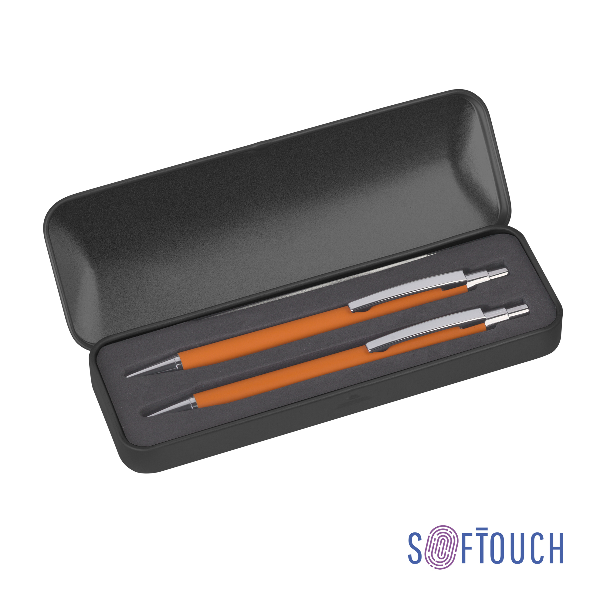 Набор "Ray" (ручка+карандаш), покрытие soft touch, оранжевый