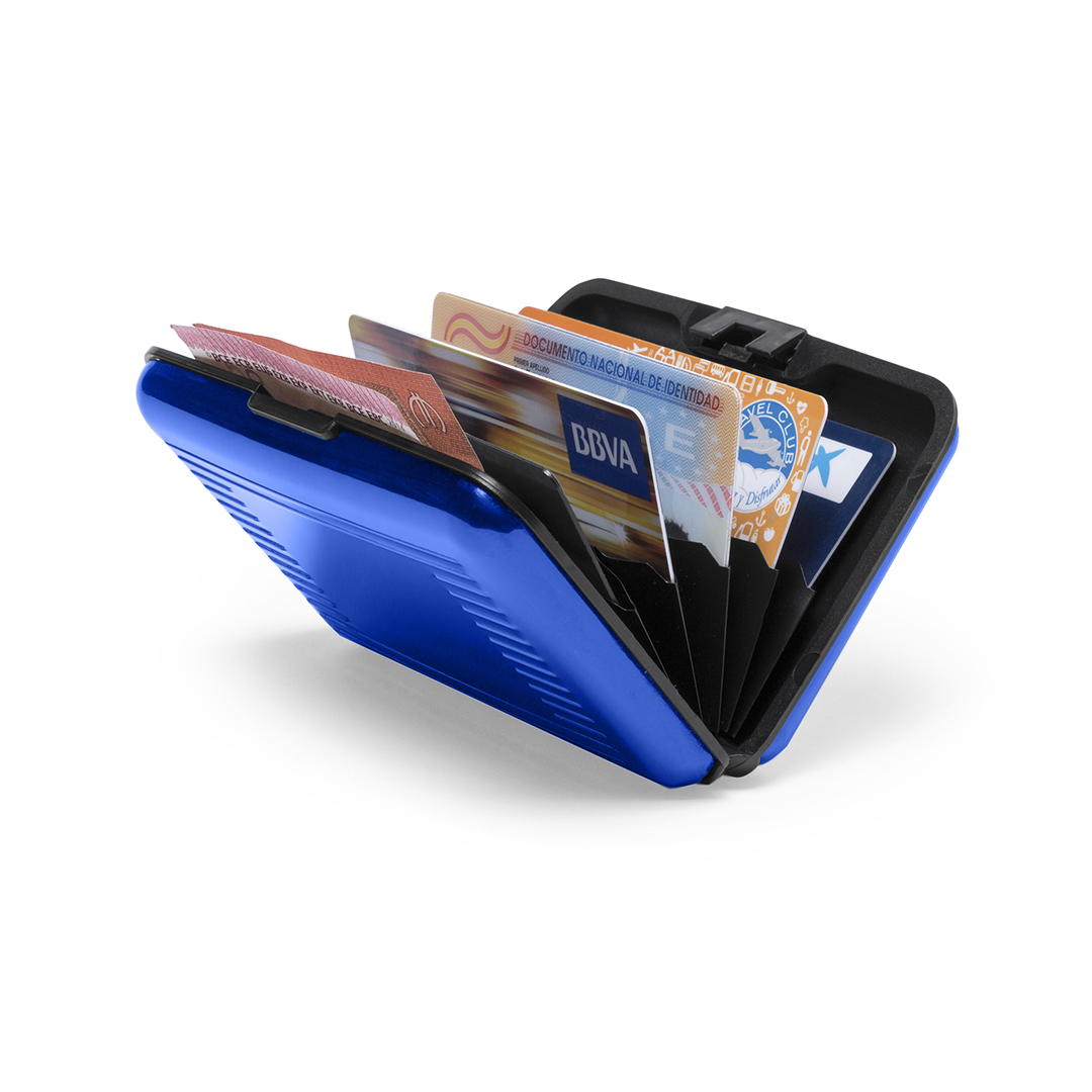 Футляр "Trust" для банковских карт и визиток с RFID - защитой от считывания данных, серебристый, синий