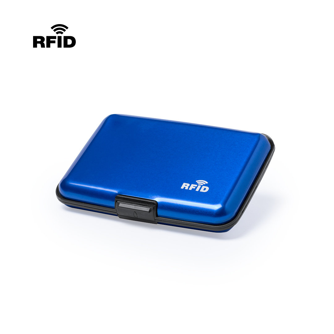 Футляр "Trust" для банковских карт и визиток с RFID - защитой от считывания данных, серебристый, синий