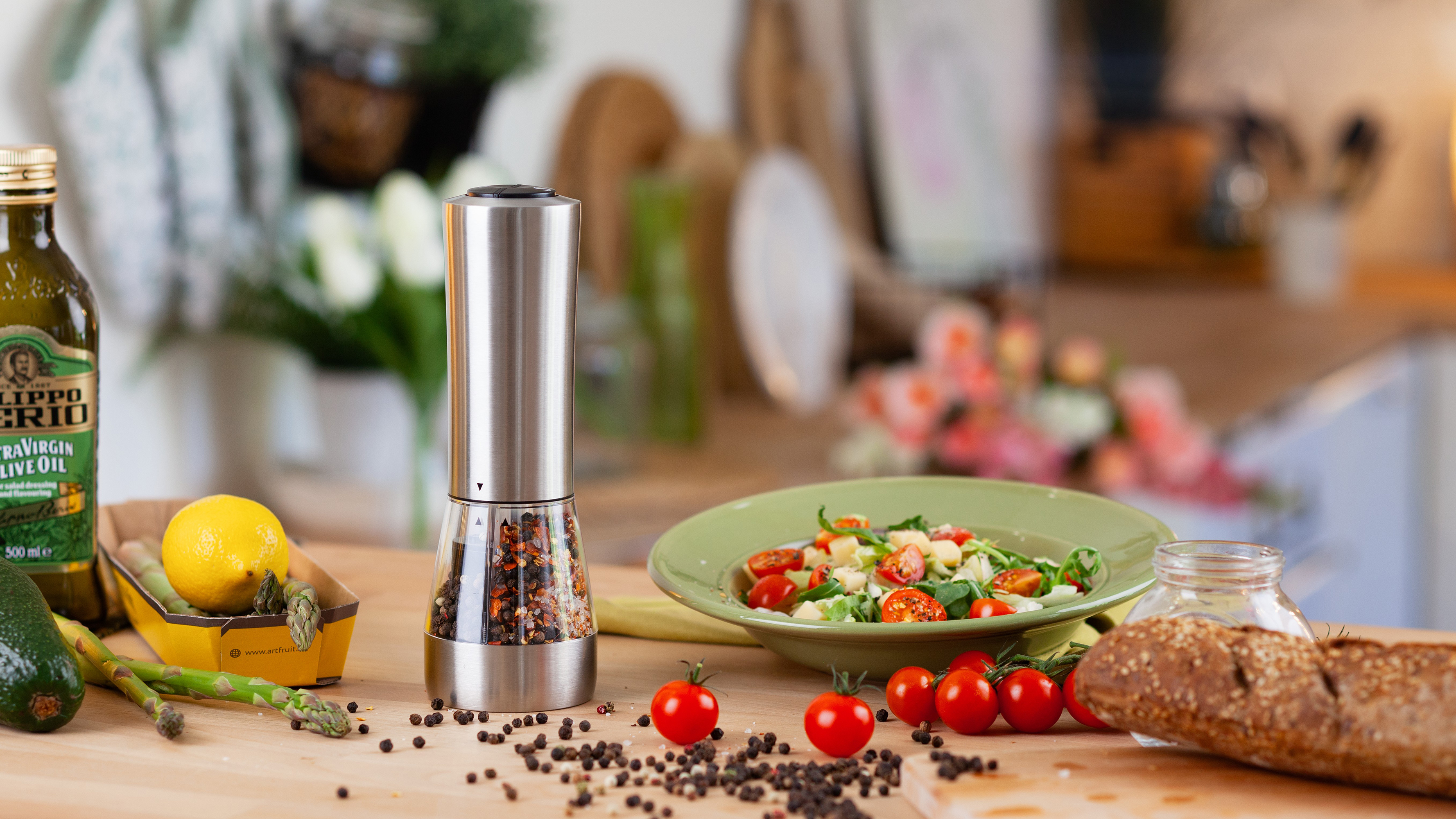 Электрическая мельница "Salt&Pepper" для специй двойная, стальной серый