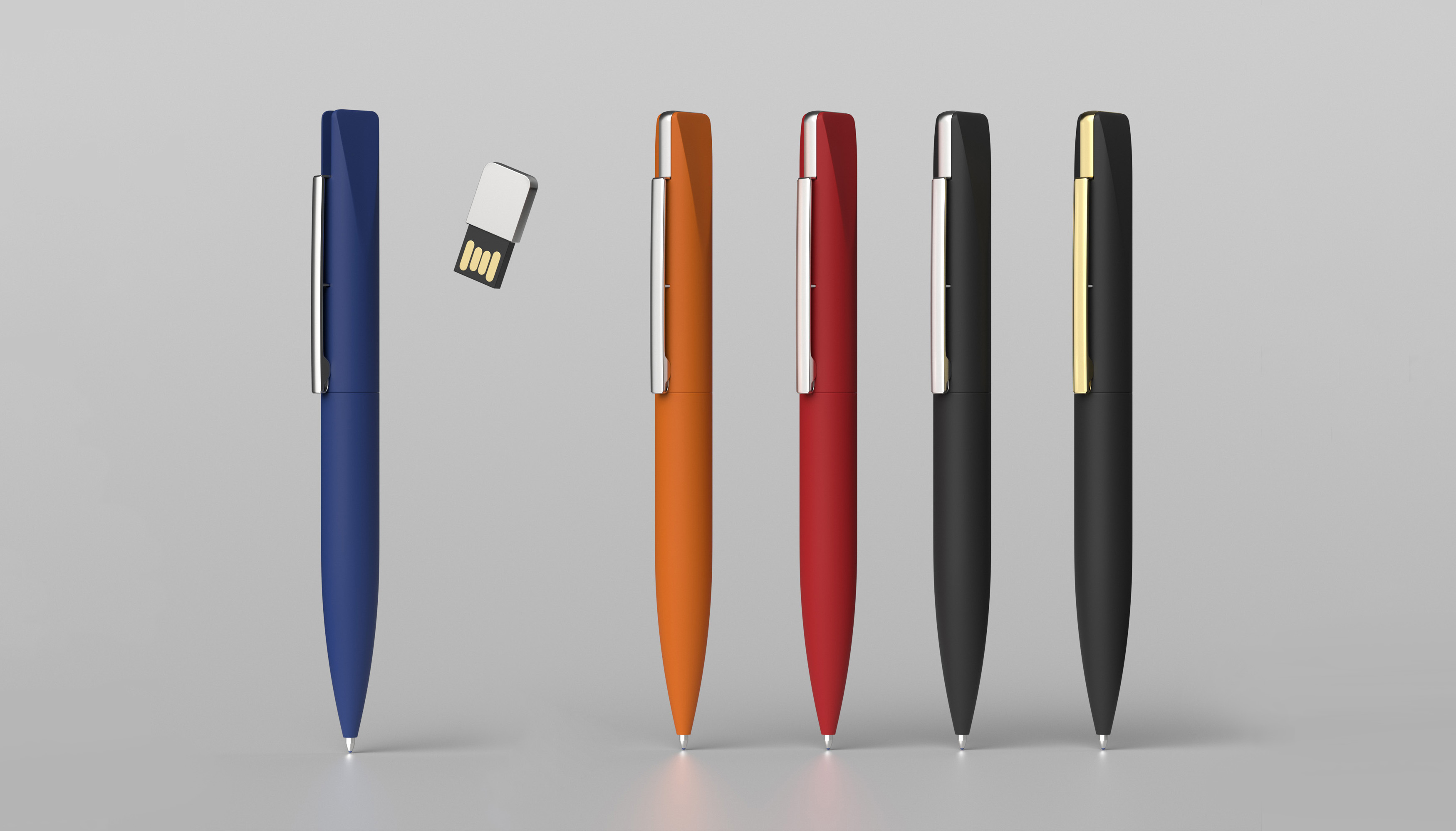 Ручка шариковая "Callisto" с флеш-картой 32Gb, покрытие soft touch, темно-синий