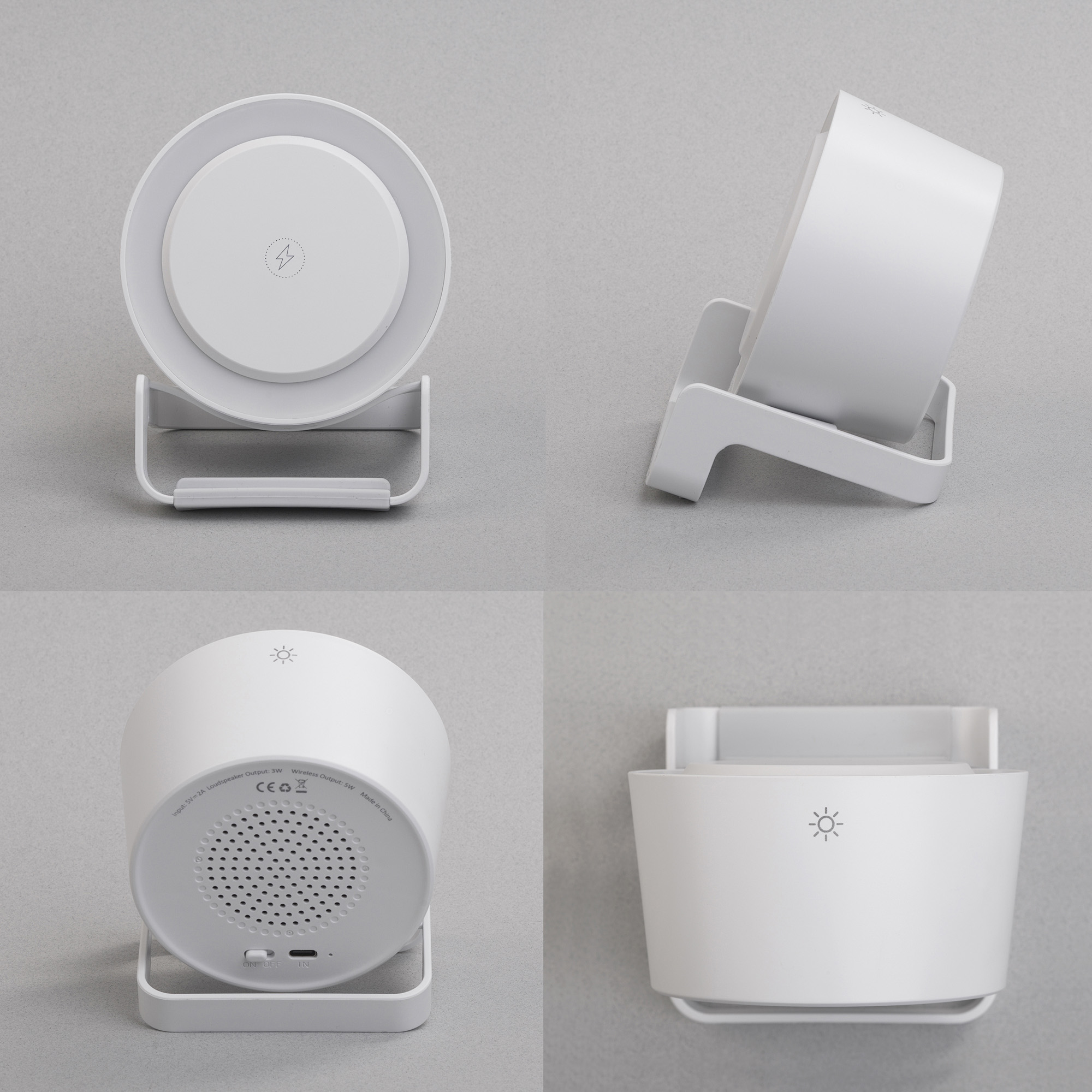 Bluetooth колонка-подставка "Smart Sound" с беспроводным (10W) зарядным устройством и лампой, белый