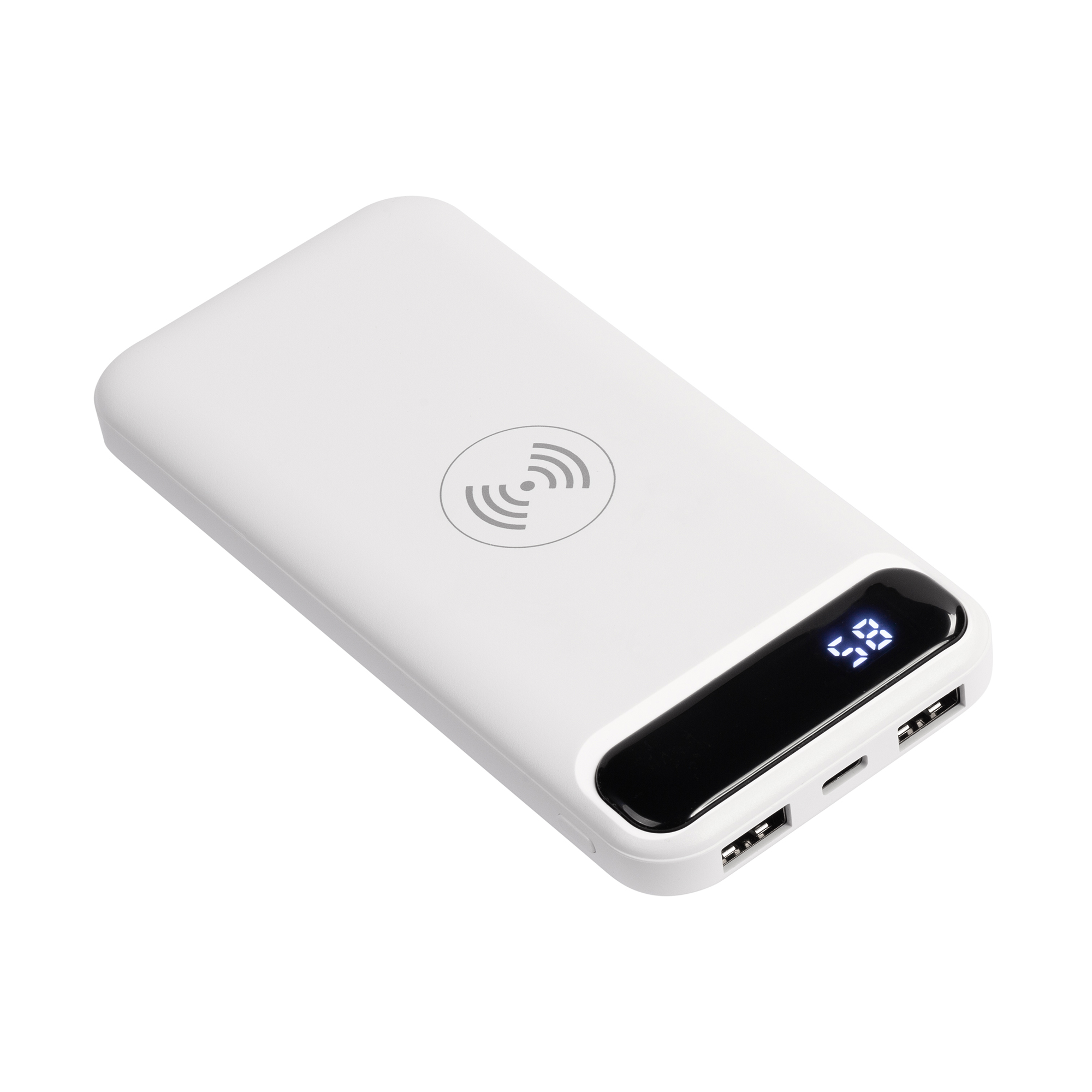 Беспроводное зарядное устройство "Quantum", 10000 mAh с цифровым индикатором заряда, белый