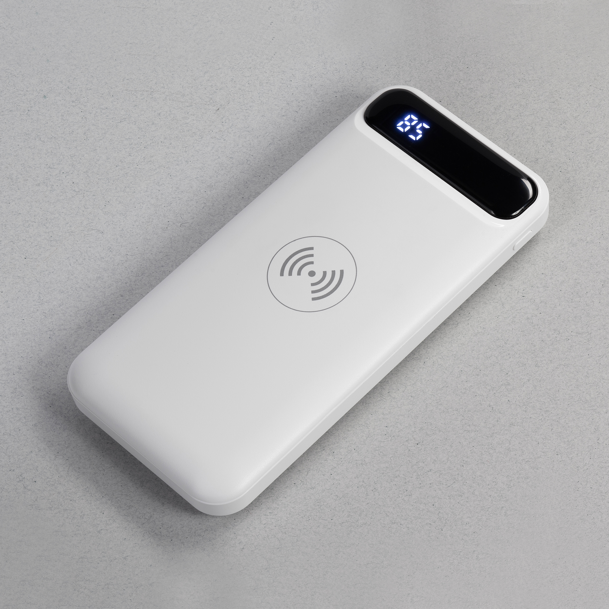 Беспроводное зарядное устройство "Quantum", 10000 mAh с цифровым индикатором заряда, белый