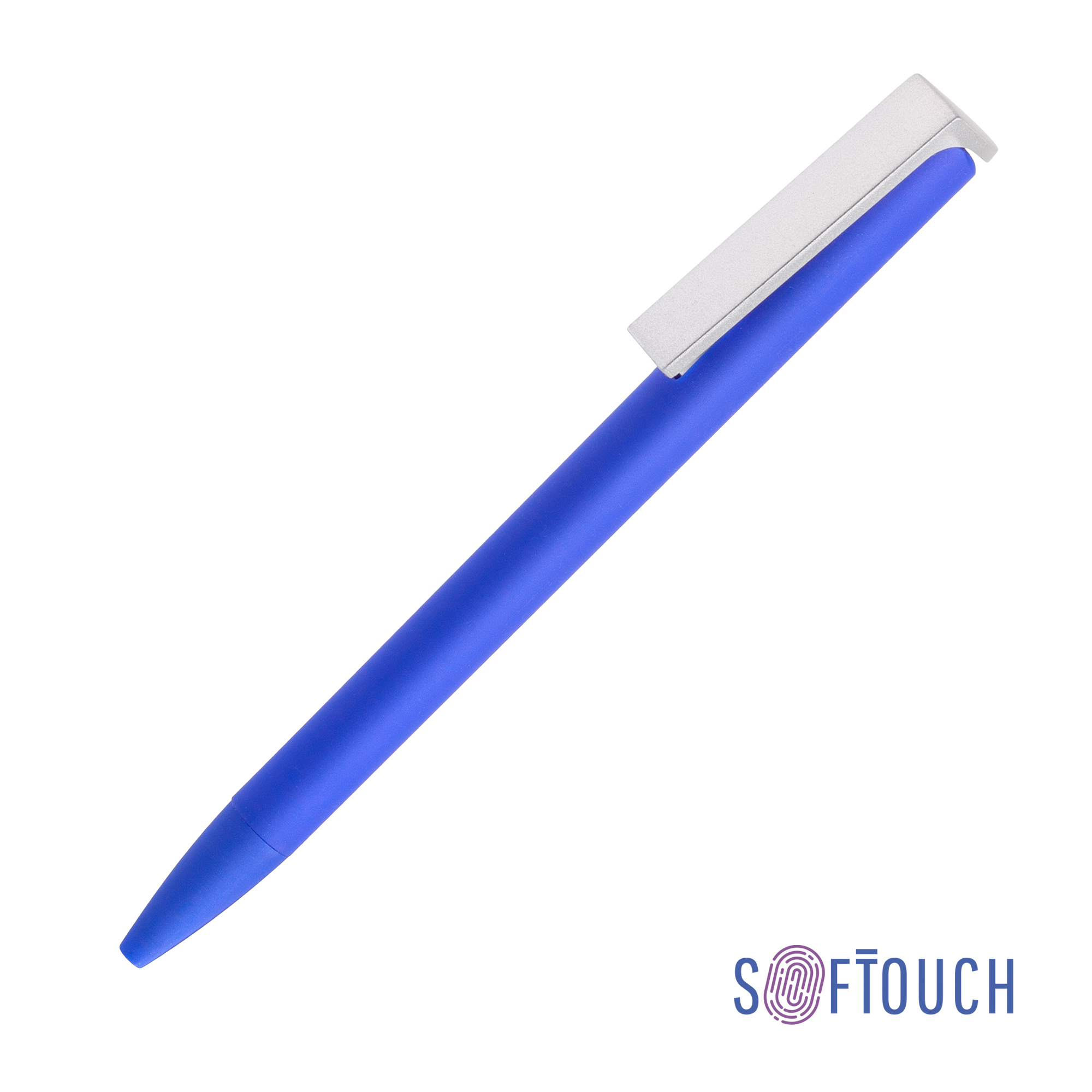 Ручка шариковая "Clive" покрытие soft touch, синий с серебристым