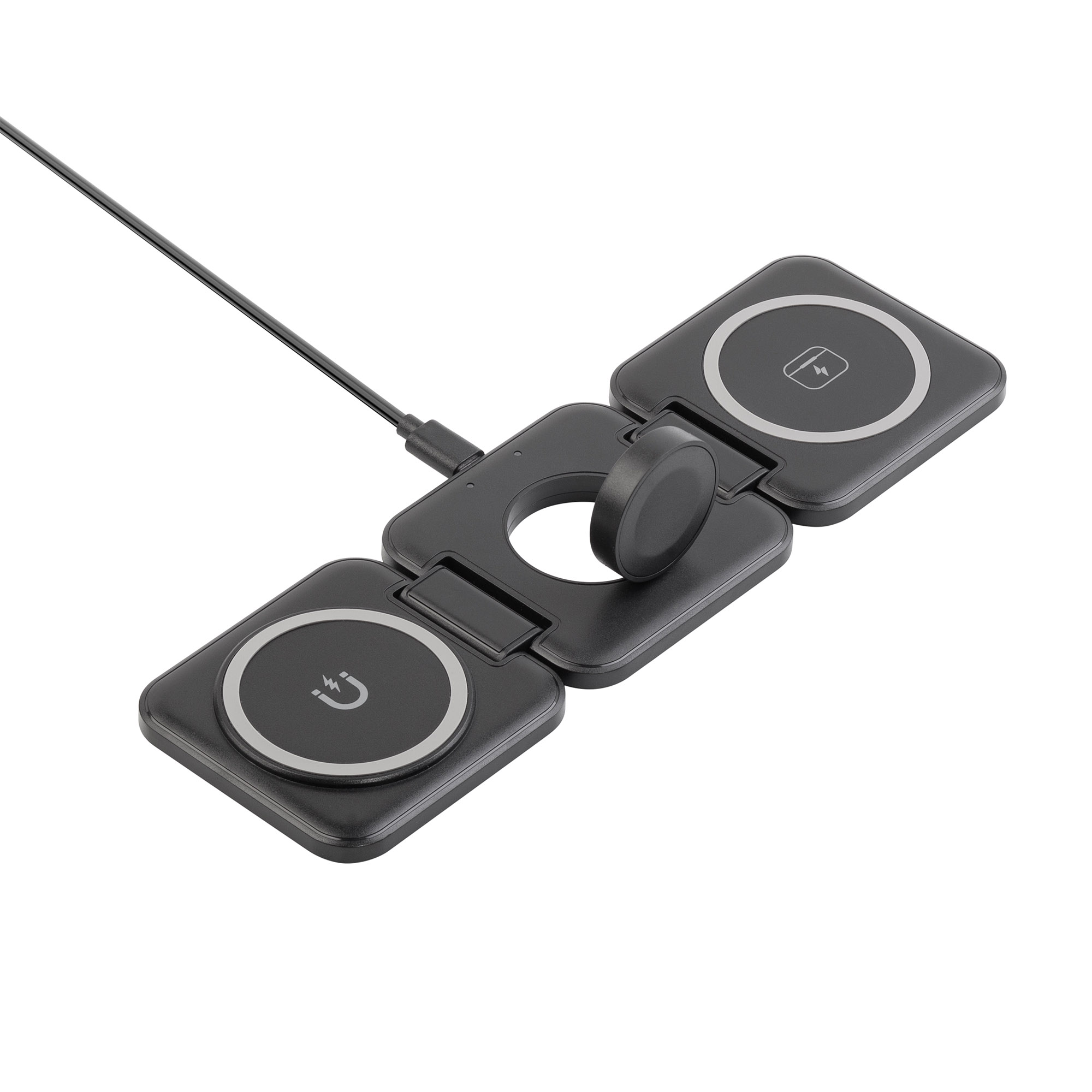 Складная беспроводная (15W) зарядная станция "Flip" с MagSafe, черный
