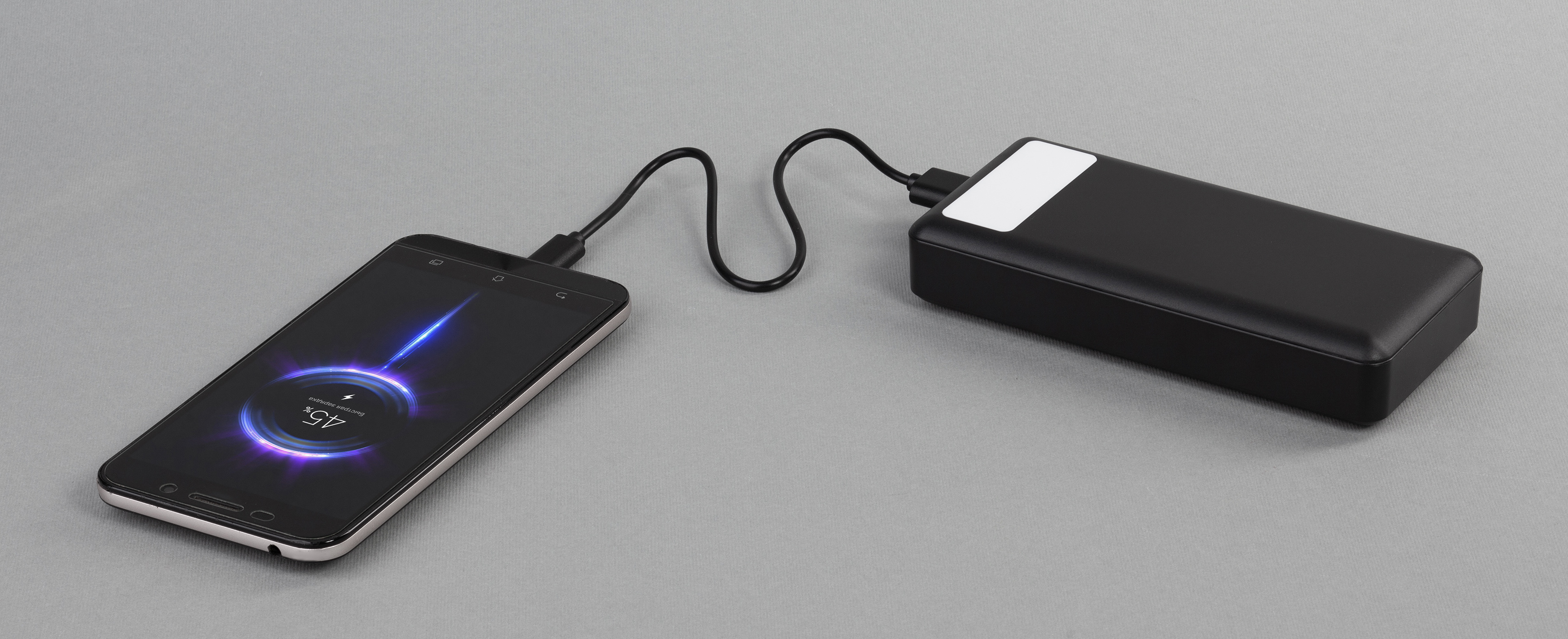 Зарядное устройство "Lumos Max" 20000 mAh с фонариком, черный
